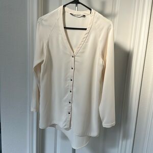 Zara women’s off white cream v neck button down tunic